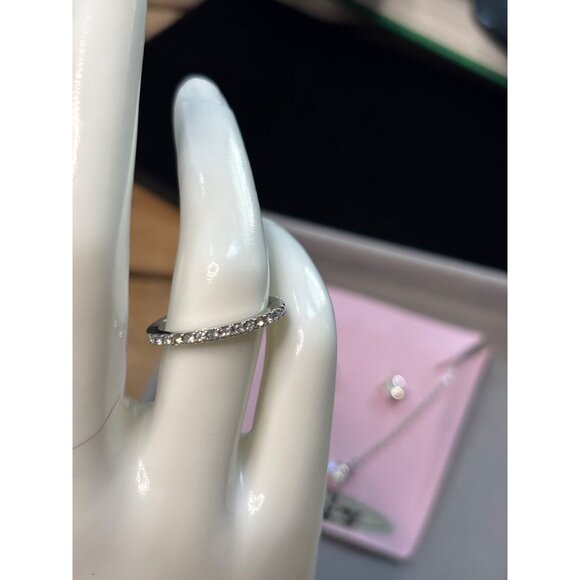 Elegant Cubic Zirconia Jewelry Set With Necklace Earrings Bracelet & Ring In Sil - Picture 4 of 9